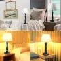 Bedside Lamp with Dual USB Charging Ports, Fully Dimmable Nightstand Lamp Table Lamp 6W 2700K LED Bulb Included, Farmhouse Lamps Fabric Lampshade Desk Lamp for Bedroom Living Room Reading Sleeping