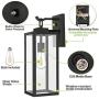 Outdoor Wall Lantern with Dusk to Dawn Photocell, LED Bulb Included, Matte Black Wall Light Fixtures, Architectural Wall Sconce with Clear Glass Shade for Entryway,Porch,Doorway,ETL-2 Pack