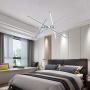 WELAKI Modern Pendant Light, 4 LED Lights, 3000K Warm Light Dimmable, Linear Chandelier Light Fixture for Kitchen, Living Room, Bedroom, Dining Room (48W)