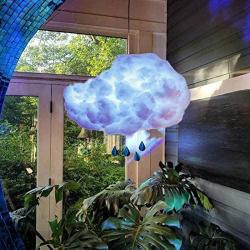 BEFOKA DIY Fluffy Cotton Cloud Light Cloud Lamp Creative Handmade Floating Clouds Night Light for Children Kids Bedroom Home Decoration (White Light-Raindrops)