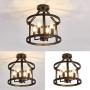 UOFUS Metal Semi Flush Mount Ceiling Light Fixture ,4 Candle Holder Lights Rustic Chandelier ,Farmhouse Lighting for Living Room Bedroom Kitchen Hallway UOFUS Metal Semi Flush Mount Ceiling Light Fixture ,4 Candle Holder Lights Rustic Chandelier ,Farmhouse Lighting for Living Room Bedroom Kitchen Hallway