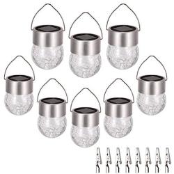 SUNWIND Hanging Solar Ball Lights Outdoor - 8 Pack Cracked Glass Decorative Garden Lights Waterproof Solar Lanterns for Yard, Patio, Fence, Tree, or Holiday Decoration(White)