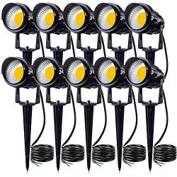 SUNVIE 12W LED Landscape Lights Low Voltage Garden Pathway Lights Super Warm White 12V Waterproof Outdoor Spotlights for Driveway Walkway Yard Patio Porch Trees with Spike Stand (10 Pack)