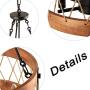 Anmytek 5 Lights Round Wooden Rustic Chandelier, Farmhouse Pendant Light Fixture for Kitchen Island Dining Room, C0087