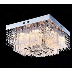 Saint Mossi Chandelier Modern K9 Crystal Raindrop Chandelier Lighting Flush mount LED Ceiling Light Fixture Pendant Lamp for Dining Room Bathroom Bedroom Livingroom 12G9 Bulbs Required H10 X W16 X L16