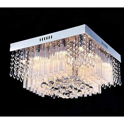 Saint Mossi Chandelier Modern K9 Crystal Raindrop Chandelier Lighting Flush mount LED Ceiling Light Fixture Pendant Lamp for Dining Room Bathroom Bedroom Livingroom 12G9 Bulbs Required H10 X W16 X L16