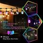 HueLiv 2-Pack 49FT Colored Outdoor String Lights, Warm White&RGB Dimmable Café LED String Light, 30+4 Impact Resistant Bulbs, Commercial Patio Light for Christmas, Holiday, 3Remote, 98FT, Upgraded