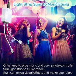 LED Strip Lights Music 16.4ft RGB LED Light Strip SMD 5050 Tape Lights, Color Changing Rope Lights with Remote for Home Lighting Kitchen Bed Desk Room Party