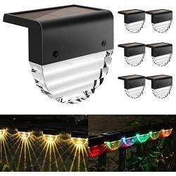 Solar Deck Lights, 6 Pack Solar Step Lights Outdoor Waterproof LED Solar Fence Lights for Patio, Stairs,Yard, Garden Pathway, Step and Fences, 10 Lumens, Warm White/Color Changing Lighting