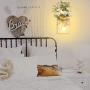 Rustic Wall Sconces Mason Jar Sconces Handmade Wall Art Hanging Design with Remote Timer LED Fairy Lights and White Rose, Farmhouse Kitchen Decorations Wall Decor Living Room Lights (Set of Two)