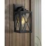 Emliviar Outdoor Wall Mount Light Fixture, Modern Exterior Wall Sconce in Black Finish with Clear Glass, 0387BK