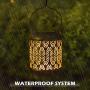 LeiDrail Solar Lantern Outdoor Garden Hanging Lanterns Metal Decorative Light Warm White LED Waterproof Landscape Lighting for Table Pathway Party Yard - 2 Pack