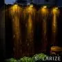 Outdoor Solar Gutter Lights (4 Lights), Waterproof LED Warm Light for Outside Use: Gutter, Roof, Fence, Patio, Porch, Garden, Wall, Yard, Attic, or Walkway