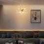 LLHZSY Modern Firework Chandelier 8-Lights Dandelion Sputnik Chandelier Gold Crystal Pendant Lighting Ceiling Light Fixture for Bedroom Living Room Dining Room