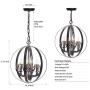 Globe Antler Chandelier 4 Light Rustic Black Metal Pendant Light Deer Antler Chandelier Lighting for Kitchen Island Dining Room Living Room Foyer