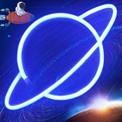 Blue Planet Neon Signs for Wall Decor Neon Wall Signs for Bedroom Battery and USB Operated Planet Led Signs for Bedroom Wall Sign Planet Neon Light Sign Neon Lights