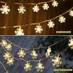 WesGen Christmas Lights，Snowflake String Lights Battery Operated Waterproof 20ft, 40 LED Fairy Lights for Xmas Garden Patio Bedroom Party Decor Christmas Decorations,Warm White