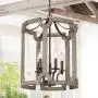 KSANA Farmhouse Chandelier, 5-Light Wood Drum Lantern Pendant Chandeliers for Dining Room, Bedroom, Kitchen Island, Foyer and Living Room