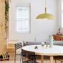 STGLIGHTING Swag Plug-in Pendant Light Wooden Handle Pendant Light with 15ft Plug-in UL On/Off Dimmer Switch Cord Macaron Yellow Lampshade Loft Style Lamps for Dining Room Bulbs Not Included