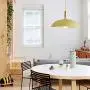 STGLIGHTING Swag Plug-in Pendant Light Wooden Handle Pendant Light with 15ft Plug-in UL On/Off Dimmer Switch Cord Macaron Yellow Lampshade Loft Style Lamps for Dining Room Bulbs Not Included
