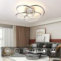 WELAKI 73W LED Flush Mount Ceiling Light, 21.7-inch Modern Pendant Close to Ceiling Light, 3000K Warm White Adjustable 4 Rings LED Ceiling Lamp for Bedroom, Living Room, Dining Room, Kitchen