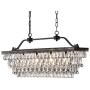 Edvivi 4-Light Antique Bronze Rectangular Linear Crystal Chandelier Dining Room Ceiling Fixture | Glam Lighting