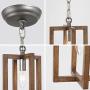 Pendant Light, Small Chandelier in Wood and Antique Silver Metal Finish, Farmhouse Light Fixture for Kitchen Island, Foyer, Hallway, Dining Room