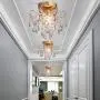 Q&S Mini Chandelier Crystal Ceiling Light ,Small Flush Mount Chandelier,Entryway Bedroom Barthroom Hallway Gold Light Fixture