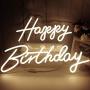 Happy Birthday Neon Lights Signs for Wall Decor, Night Lights for Baby Shower Decorations, Backdrop, Photo Prop, Gender Reveal LED Tube Sign for Decoration Warm White 22.8X7.8 & 16.5X8.3Inches