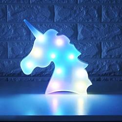 WHATOOK Colorful Unicorn Light,Changeable Night Lights Battery Operated Decorative Marquee Signs Rainbow LED Lamp Wall Decoration for Living Room,Bedroom,Home, Christmas Kids Toys