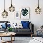Pendant Lighting, Industrial Light Fixture, Retro Vintage Farmhouse Pendant Lights , Black Metal Cage Hanging Lights, Ceiling Lamp for Kitchen Island, Living Room, Dining Room, Loft, E26 Base, 2-Pack