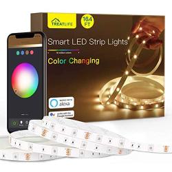 Smart Led Strip Lights, 16.4ft WIFI Rope Light Works with Alexa and Google Assistant 16 Million Color Changing, Music Sync Mode App, Voice Control Tape Smart Home Light for Bedroom, Bar and Home Party