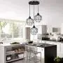 bgLight Industrial Semi Mount Pendant Light, 3 -Light Cage Haning Light Cluster Ceiling Chandeliers Pendant Lighting Fixture for Kitchen Isand, Dining Room,Living Room,Stariway -Black