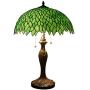 Tiffany Style Table Lamp Stained Glass Bedside Desk Light W16H24 Inch Tall Green Wisteria Lampshade Antique Base S523 WERFACTORY LAMPS Lover Parent Friend Kid Living Room Bedroom Coffee Bar Craft Gift