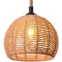 Berlato Coastal Beach Rope Rattan Woven Pendant Lamp, Natural Simple Hand Weaved Dome Pendant Light, Suspension Lamp for Living Room Bedroom Studyroom Hotel Restaurant