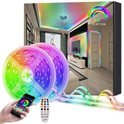 Dreamcolor LED Strip Lights, 32.8FT/10M RGBIC App Control Light Strips with Chasing Multicolor Effect, Waterproof Music Sync 5050 Led Light for Bedroom Kitchen TV Dorm Garden Party Under Cabinet