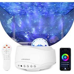 Starry Star Projector, Liwarace WiFi Star Light Projector Work with Alexa Google Home, 4 color 27 modes Night Light with Voice Control/App/Remote, Bluetooth Speaker Night Light for Kids Bedroom Gifts