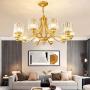 Modern Wrought Iron Chandeliers with Glass Crystal, American 8 Lights Chandeliers, Modern Iron Pendant Lights for Dining Room,Living Room,Kitchen,Office,Cafe,Restaurant