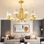 Modern Wrought Iron Chandeliers with Glass Crystal, American 8 Lights Chandeliers, Modern Iron Pendant Lights for Dining Room,Living Room,Kitchen,Office,Cafe,Restaurant