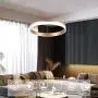 WELAKI LED Chandelier 1-Ring Dimmable 6000k 2160lm Adjustable Pendant Lighting for Dining Room Kitchen Island Living Room Bedroom Office Restaurant Golden 36W