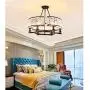 Healer 25 inch Crystal Chandelier Hanging Lighting Fixtures Semi Flush Mount Matte Black Finish, Modern Luxury Pendant Ceiling Lights with 6 E14 Base for Dining/Living Room Bedroom