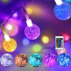 Color Changing Globe String Lights USB Plug, 16.4 ft 50 LEDs Crystal Bubble Ball Fairy Lights with Remote Control Timer Ambient Lighting for Girls Bedroom Home Xmas Halloween Party Decor (16 Colors)