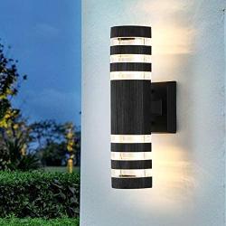 Modern Led Outdoor Wall Lights for House 3000K Warm White Light Outdoor Wall Sconce, Up/Down Porch Light Waterproof Outdoor Wall Lamps 12W 500LM, Black Exterior Light Fixtures (Light Source Include)