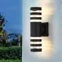Modern Led Outdoor Wall Lights for House 3000K Warm White Light Outdoor Wall Sconce, Up/Down Porch Light Waterproof Outdoor Wall Lamps 12W 500LM, Black Exterior Light Fixtures (Light Source Include)