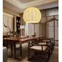 ANYE 15ft Transparent Plug-in UL On/Off Dimmer Switch Cord Retro Style E26 Lamp Holder Beige Rattan Hollow Double Lampshade Pendant Light for Dining Room Cafe Restaurant Bulbs Not Included