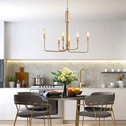 KSANA Gold Chandelier, 6-Lights Modern Chandeliers for Dining Rooms, Living Room, Bedroom, Kitchen, Brushed Gold Finish