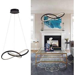 MADEM Modern LED Chandelier Chic Circular LED Pendant Light Adjustable Irregular Pendant Light Not Dimmable Contemporary Chandelier for Living Dining Room Kitchen Bedroom, Warm White 3000K, Black