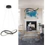 MADEM Modern LED Chandelier Chic Circular LED Pendant Light Adjustable Irregular Pendant Light Not Dimmable Contemporary Chandelier for Living Dining Room Kitchen Bedroom, Warm White 3000K, Black