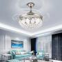 RuiWing 42 inch Dimmable Crystal Ceiling Fan with Lights and Remote 3 Color Dimmable Led Light Polished Silver Luxury Chandelier for Bedroom, Dining Rooms, Living Room Lights