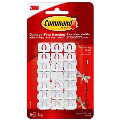 Command Decorating Clips, White, 20-Clips (17026-ES), Decorate Damage-Free